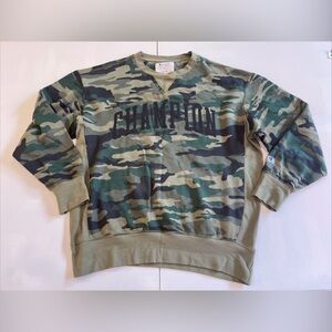 SOLD Champion Crewneck Sweatshirt Authentic Spellout Camo Green Stitched Men's X